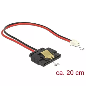   Delock Tápkábel, 2 tűs csatlakozóhüvely > 1 x 15 tűs SATA-aljzat (5 V), fém, 20 cm (85336)