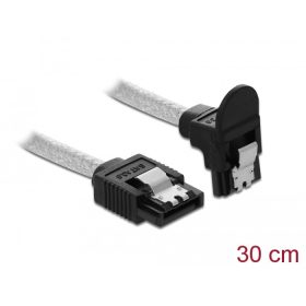   Delock SATA 6 Gb/s kábel egyenes - lefelé 90fok 30 cm áttetsző (85345)