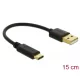 Delock Töltő kábel USB A-típusú - USB Type-C  csatlakozó végekkel 15 cm