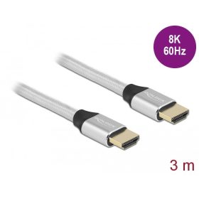   Delock Ultra nagy sebességű HDMI kábel 48 Gbps 8K 60 Hz ezüst 3 m tanúsítvánnyal