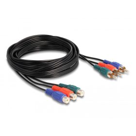   Delock RCA RGB bővítő kábel 3 db. apa - 3 db. anya, 3 m (85370)