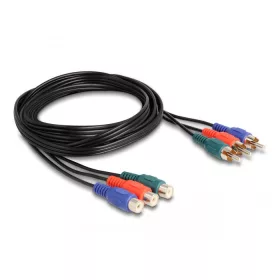   Delock RCA RGB bővítő kábel 3 db. apa - 3 db. anya, 1 m (85390)
