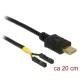 Delock Kábel USB Type-C  apa > 2 x tüskesori csatlakozó, anya, különálló teljesítmény, 20 cm (85395)