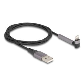   Delock Adat és töltő kábel A-típusú USB - Lightning  iPhone , iPad , iPod  eszközökhöz hajlított álló funkcióval, fekete és 1,5 m ...
