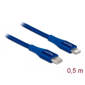   Delock Adat- és töltőkábel USB Type-C  - Lightning  iPhone , iPad  és iPod  készülékhez kék 0,5 m MF