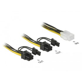   Delock 1 x PCI Express 6 tűs > 2 x PCI Express 8 tűs (6+2) kábel 15cm (85452)