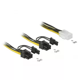   Delock 1 x PCI Express 6 tűs > 2 x PCI Express 8 tűs (6+2) kábel 15cm (85452)