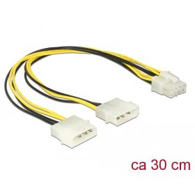   Delock 85453 tápkábel 2 x 4 tűs Molex apa csatlakozó > 8 érintkezős EPS dugó, 30 cm