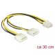 Delock 85453 tápkábel 2 x 4 tűs Molex apa csatlakozó > 8 érintkezős EPS dugó, 30 cm
