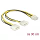 Delock 85453 tápkábel 2 x 4 tűs Molex apa csatlakozó > 8 érintkezős EPS dugó, 30 cm