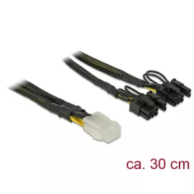   Delock PCI Express tápkábel 6 tűs hüvely > 2 x 8 tűs dugó 30 cm (85455)