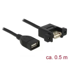  Delock Kábel, USB 2.0-s A típusú csatlakozóhüvely > USB 2.0-s A-típusú csatlakozóhüvely, panelrögzít (85459)