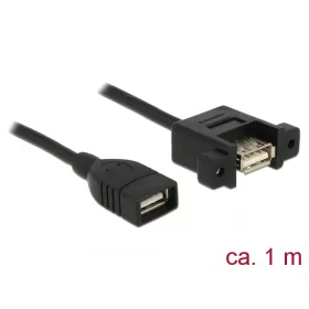   Delock Kábel, USB 2.0-s A típusú csatlakozóhüvely > USB 2.0-s A-típusú csatlakozóhüvely, panelrögzít (85460)