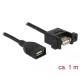 Delock Kábel, USB 2.0-s A típusú csatlakozóhüvely > USB 2.0-s A-típusú csatlakozóhüvely, panelrögzít (85460)