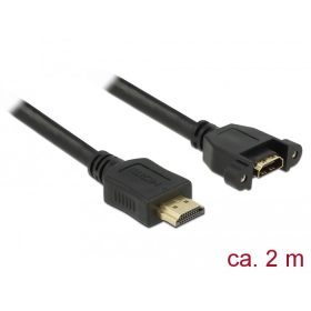  Delock Kábel, HDMI-A dugó > HDMI-A hüvely, panelrögzítés, 4K 30 Hz 2 m