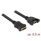 Delock Kábel, HDMI-A hüvely > HDMI-A hüvely, panelrögzítés, 4K 30 Hz 0,5 m (85465)