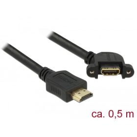   Delock Kábel HDMI-A dugó > HDMI-A hüvely, panelrögzítés, 110 fokban ívelt, 4K 30 Hz 0,5 m (85467)