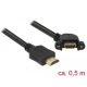 Delock Kábel HDMI-A dugó > HDMI-A hüvely, panelrögzítés, 110 fokban ívelt, 4K 30 Hz 0,5 m (85467)