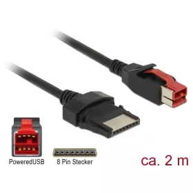   Delock PoweredUSB kábel apa 24 V > 8 tűs apa, 2 m, POS nyomtatókhoz és csatlakozókhoz