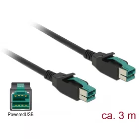   Delock PoweredUSB kábel apa 12 V > PoweredUSB apa 12 V 3 m, POS nyomtatókhoz és csatlakozókhoz