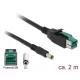 Delock PoweredUSB kábel apa 12 V > DC 5,5 x 2,1 mm apa 2 m, POS nyomtatókhoz és csatlakozókhoz