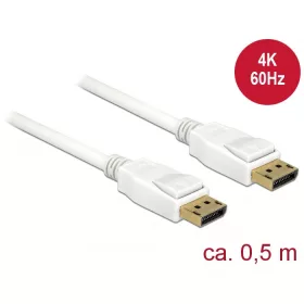   DeLock 85507 Displayport 1.2 apa > Displayport apa 0,5m fehér