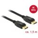 DeLock 85508 Displayport 1.2 apa > Displayport apa 1,5m fekete