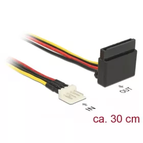   Delock 15 tűs SATA tápkábel anya > 4 tűs fém floppy apa 30 cm (85511)