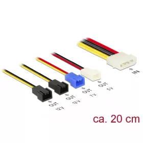   Delock Tápkábel 4 tűs apa Molex csatlakozó > 4 x 2 tűs ventilátor csatlakozó (12 V / 7 V / 5 V) 20 c