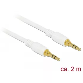   Delock Sztereó Jack Kábel 3,5 mm 3 tűs férfi > férfi 2 m fehér (85550)