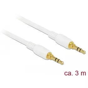   Delock Sztereó Jack Kábel 3,5 mm 3 tűs férfi > férfi 3 m fehér (85552)