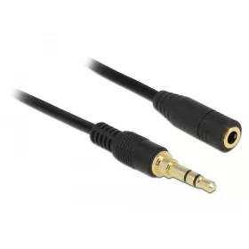   Delock Sztereó jack hosszabbító kábel 3,5 mm 3-tűs apa > anya 2 m hosszú fekete
