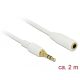 Delock Sztereó jack hosszabbító kábel 3,5 mm 3-tűs apa > anya 2 m hosszú fehér (85579)