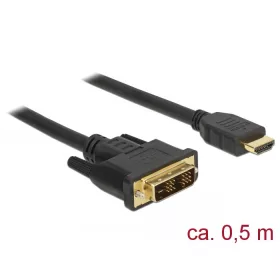  Delock DVI 18+1 csatlakozódugóval > HDMI-A csatlakozódugóval, 0,5 m kábel fekete (85581)