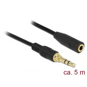   Delock sztereó jack hosszabbító kábel 3,5 mm 3 pin apa > anya 5m fekete (85590)