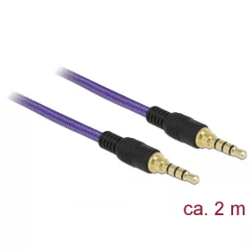   Delock Sztereó Jack Kábel 3,5 mm 4 tűs férfi > férfi 1m lila (85599)