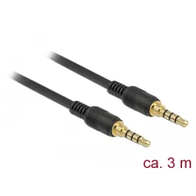   Delock Sztereó Jack Kábel 3,5 mm 4 tűs férfi > férfi 3m fekete