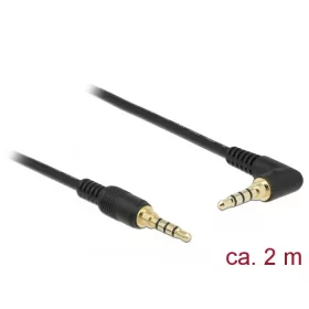   Delock Sztereó Jack Kábel 3,5 mm 4 tűs férfi > férfi szögben hajlított 2m fekete