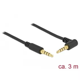   Delock Sztereó Jack Kábel 3,5 mm 4 tűs férfi > férfi szögben hajlított 1m fekete