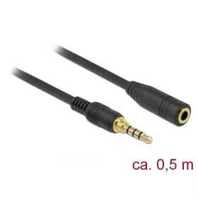   Delock Sztereó jack hosszabbító kábel 3,5 mm 4-tűs apa > anya 0,5 m hosszú fekete (85627)