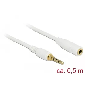   Delock Sztereó jack hosszabbító kábel 3,5 mm 4-tűs apa > anya 0,5 m hosszú fehér