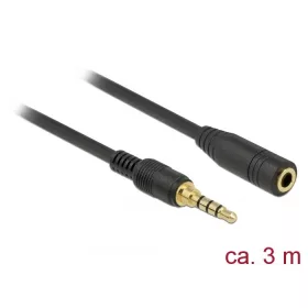   Delock Sztereó jack hosszabbító kábel 3,5 mm 4-tűs apa > anya 3m fekete (85633)