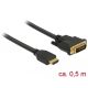 Delock HDMI - DVI 24+1 kétirányú kábel 0,5 m (85651)