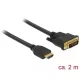 Delock 85654 HDMI male to DVI 24+1 male kétirányú kábel, 2m