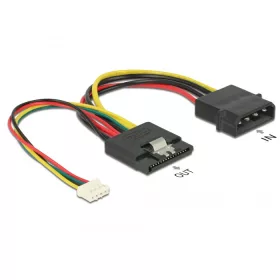   Delock Tápkábel, 15 tűs SATA-csatlakozóhüvely > 4 tűs Molex-csatlakozódugó + 4 tűs tápcsatlakozó