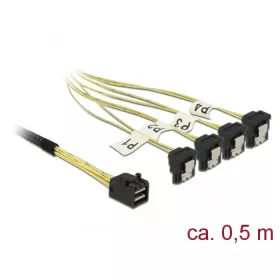   Delock Mini SAS HD SFF-8643 > 4 x SATA 7 Pin, ívelt, 0,5 m kábel (85684)