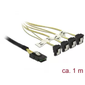   Delock Kábel Mini SAS SFF-8087 >4 x SATA 7 érintkezős hüvely 90 fokban ívelt 1 m (85687)