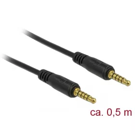   Delock 5 tűs apa-apa sztereó jack kábel 3,5 mm-es átmérő, 0,5 m hosszú fekete