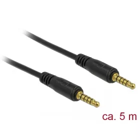   Delock 5 tűs apa-apa sztereó jack kábel 3,5 mm-es átmérő, 5 m hosszú fekete (85699)