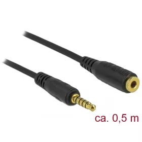   Delock 5 tűs apa-anya sztereó jack hosszabbító kábel 3,5 mm-es átmérő, 0,5 m hosszú fekete